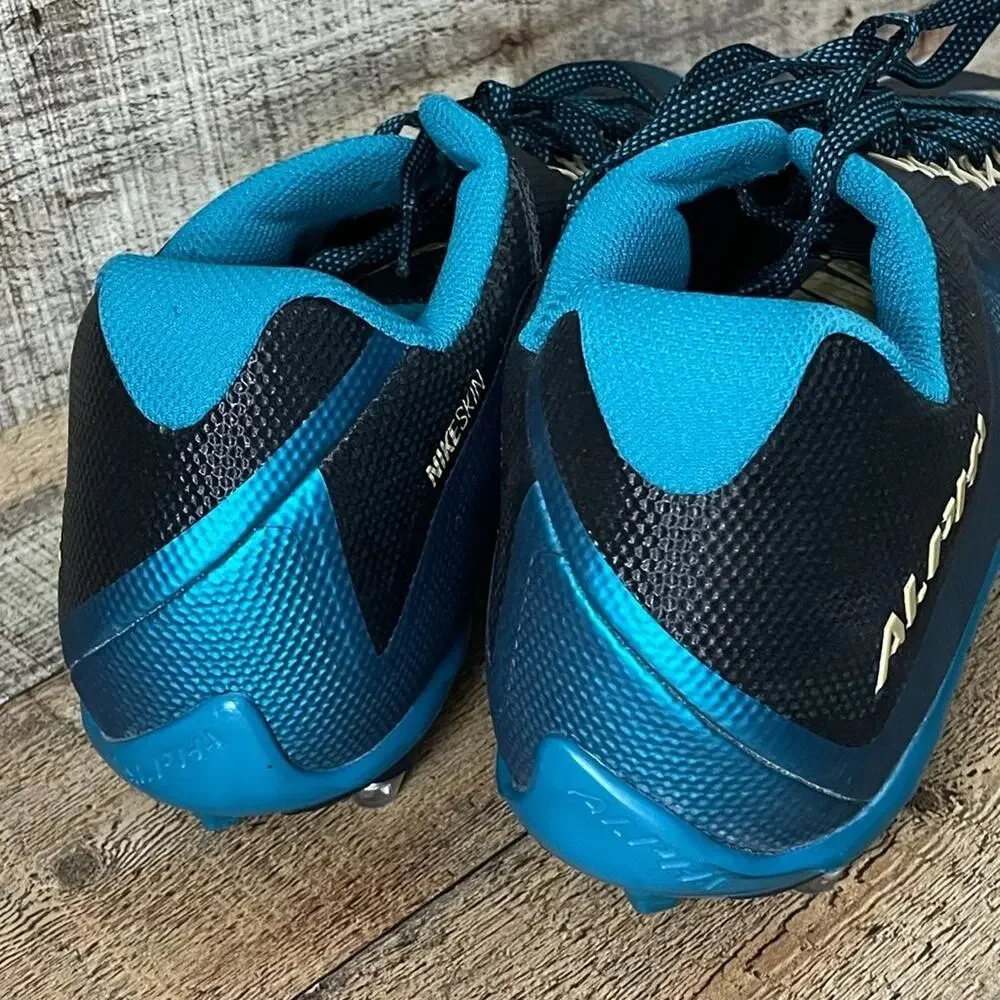 Nike Skin Alpha Pro Football Cleats Shoes Teal Blue Black Size 16 NEW